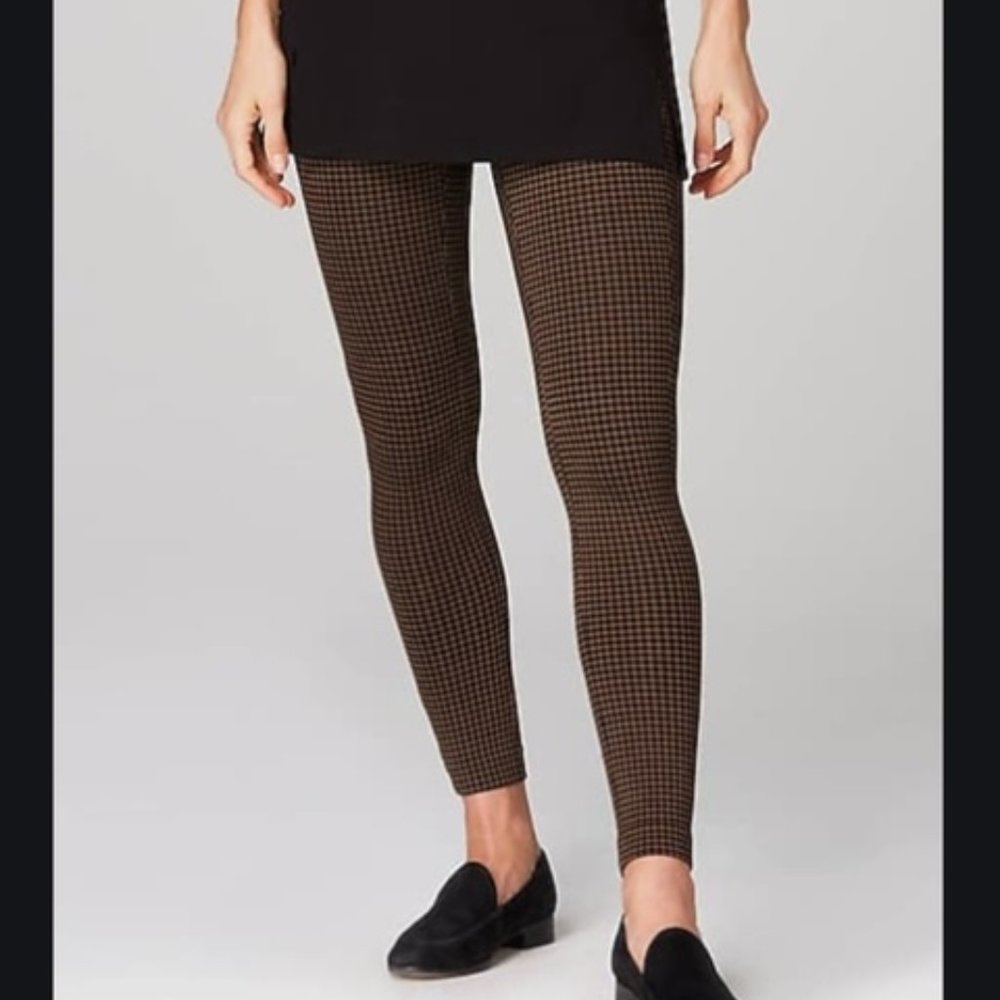 J Jill Ponte Houndstooth Brown Leggings